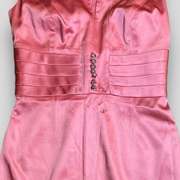 KAY UNGER FITTED PARTY COCKTAIL WEDDING GUEST BODYCON SATIN DRESS PINK 4 - Picture 7 of 9